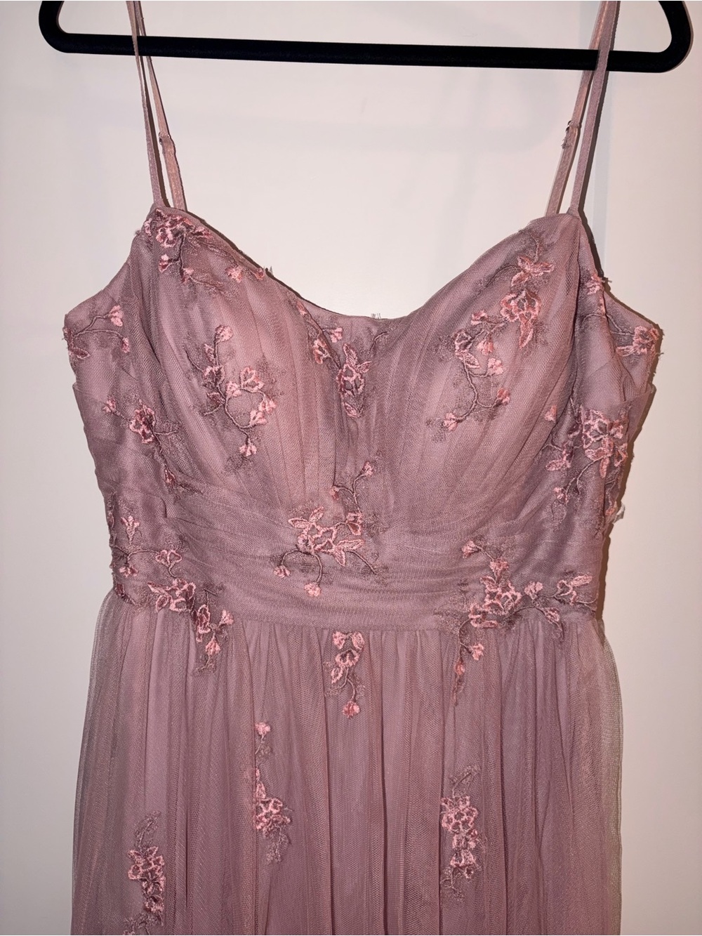 Dusty Rose Embroidered Tulle Ball Gown
